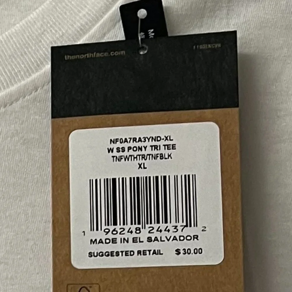 The North Face Women's Short Sleeve‎ Pony Wheels Tri-Blend Tee/White X-Large NWT - Picture 5 of 6